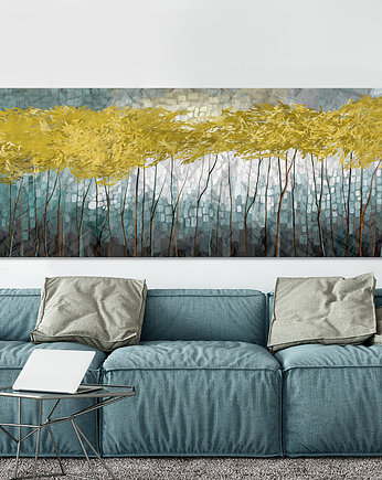 Grafika na płotnie pejzaż, las- 150x60cm, LUdesign gallery