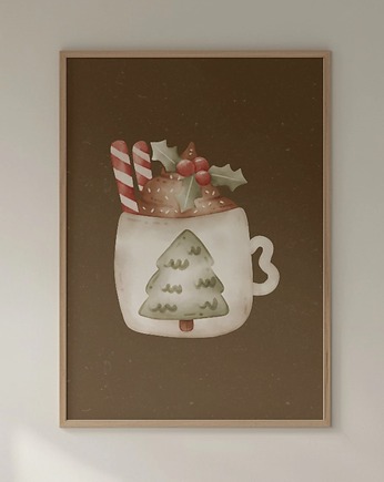 Plakat Swiąteczny Kubek na ścianę A3 Minimalistyczny Plakat nowoczesny, Kalibri Arts