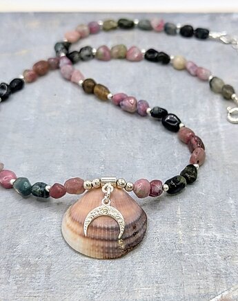 Naszyjnik z turmalinów z lunulą, srebrny, Studio Gazela