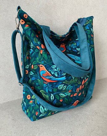 Torba na ramię XXL - print ptaszki, PRACOWNIA 166