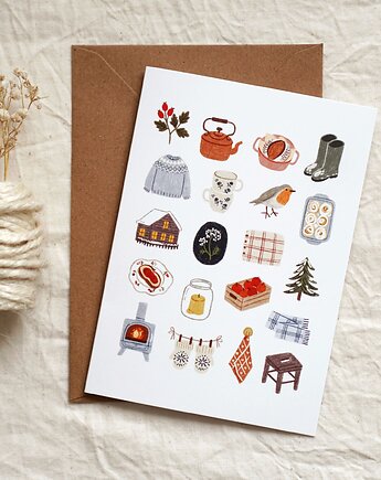 Kartka świąteczna  - Soft Winter  koperta w zestawie, Och Monika