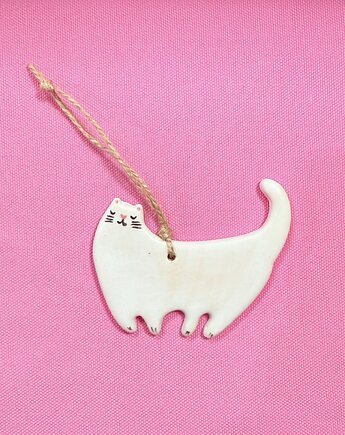 Ceramiczna zawieszka na choinkę Kotek bombka, Twarda Sztuka