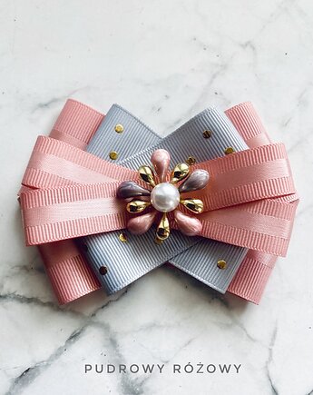 Kolekcja  Exclusive  Brosza z kwiatem i perłą  NEW, Pudrowy Różowy