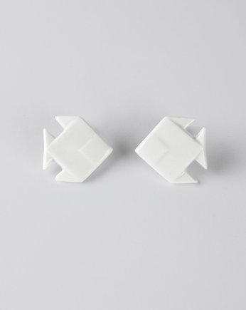 Kolczyki z Porcelany Origami Rybki Duże Białe, StehlikDesign