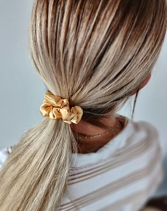 Gumka jedwabna, scrunchie, frotka warm gold MINI, Capillum