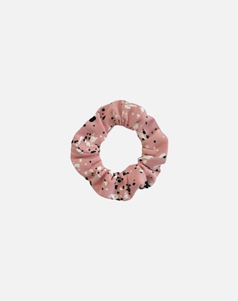 Scrunchie gumka frotka wąska kleksy różowa, Zdunetti