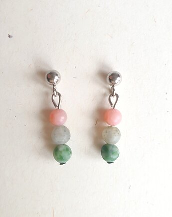 Kolczyki DROPSY MINI labradoryt, jaspis zielony,opal różowy, modesign