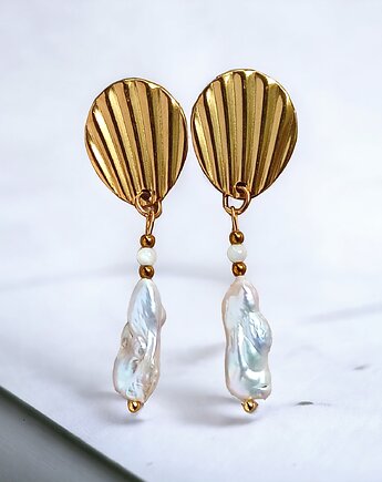 Zjawiskowe kolczyki :: PERŁY i stal pozłacana, kaktusia