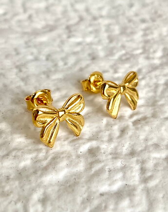 Kolczyki kokardki sztyfty- srebro 925 pozłacane, Coccola JEWELLERY