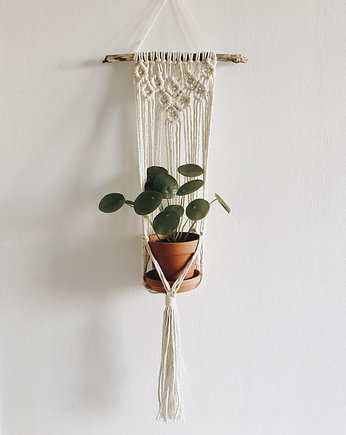 Makrama kwietnik biała 65cm, Śmiała Sztuka