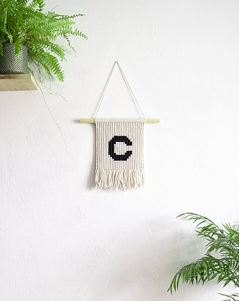 Makrama literka na ścianę duża - C, kipu
