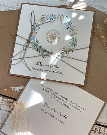 Najpiękniejsza ręcznie robiona kartka komunijna, prezent, sorte