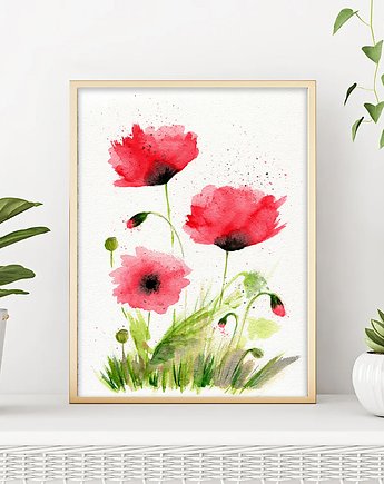 Oryginalna akwarela. Maki II A4, Malgorzata Domanska