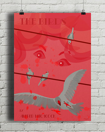 Ptaki - Hitchcock - plakat fine art, minimalmill
