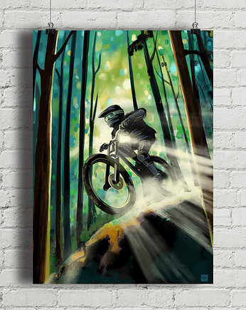 Forest biker  - plakat rowerowy, minimalmill