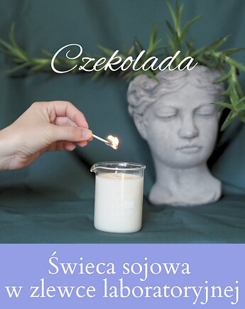 Zapachowa świeca sojowa w zlewce laboratoryjnej - Czekolada, pine art