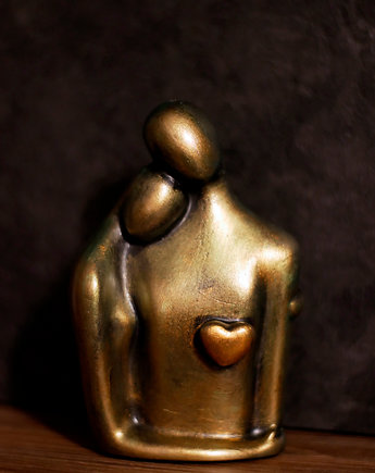 Rzeźba z gipsu, Jesteś Moim Skarbem, złoto-zielony, wys. 12,4 cm, JBJart Justyna Jaszke