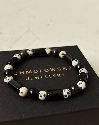 Bransoletka męska Jaspis Dalmatyński i Turmalin, Chmolowska Jewellery