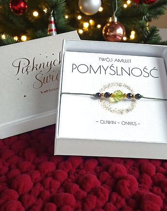Amulet - POMYŚLNOŚĆ - świąteczne pudełko - OLIWIN, ONYKS, kaktusia