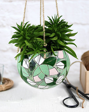 Ceramiczna doniczka wisząca - liście, 10FingersArt