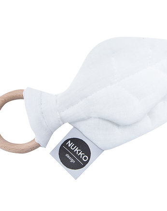 Drewniany gryzak dla niemowlaka lniany liść, Nukko Design