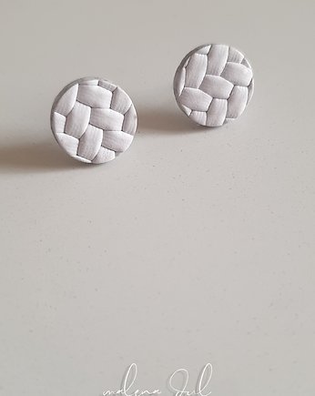MINI GAJA białe urocze kolczyki ze skóry, Malena Dul