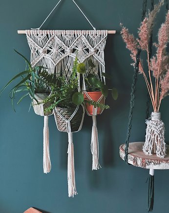 Kwietnik wiszący 3 doniczki ECRU, Hygge Macrame