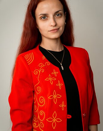 Czerwona marynarka ręcznie malowana CUSTOM / wzory etno boho, carrey_art_studio