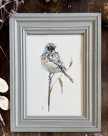 Ręcznie malowany obrazek "Ptak na gałęzi", ReinerArt