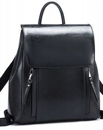 Plecak Damski czarny skórzany skóra naturalna torba torebka plecaczek pojem, AKADEMIA STYLU