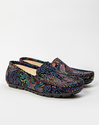 Skórzane mokasyny Zapato model 001 kolorowy ornament, Zapato