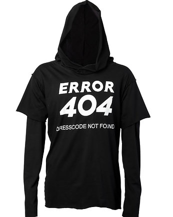 Czarny longsleeve z kapturem i nadrukiem ERROR 404, PIKIEL