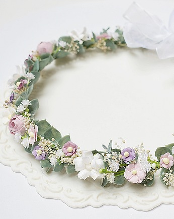 Wianek komunijny dla dziewczynki biel,fiolet, zieleń., Petite Dame