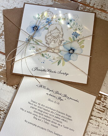 Wyjątkowa ręcznie robiona kartka na chrzest od matki chrzestnej, ojca, dziadk, sorte