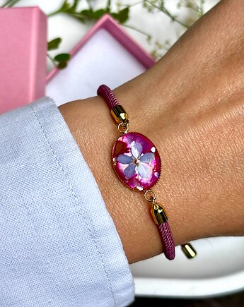 Bransoletka niezapominajka na różowej muszli, Frant Art Jewellery