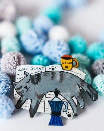 Broszka dla kociary z kotem Romkiem, Pintura