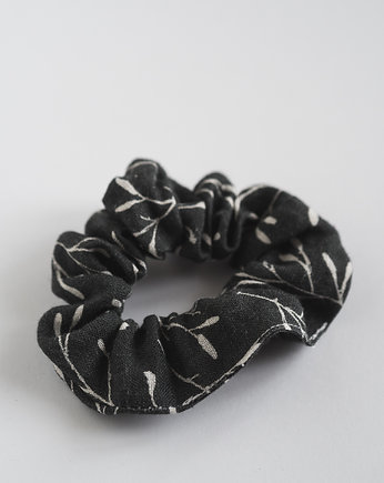 Lniana gumka do włosów (scrunchie) ze wzorem w liście, Merely Susan