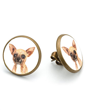 Kolczyki sztyfty CHIHUAHUA rasowy pies, laluv
