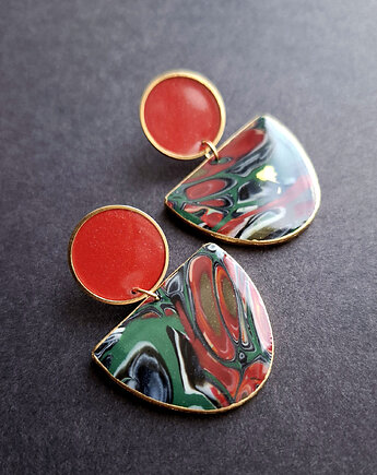 Kolczyki zieleń w czerwieni no3, Motywator Eweliny