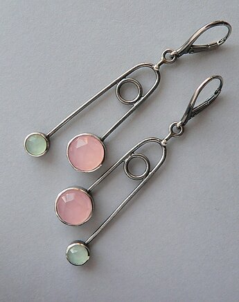 Kolczyki srebrne -pudrowy róż i mięta-, Emilia Woźniak