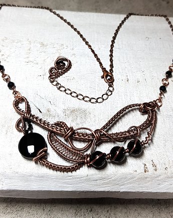 Czarny onyks - kamień mocy - naszyjnik m171, JanArt