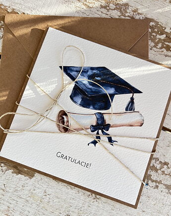 Ręcznie robiona kartka gratulacje z okazji uzyskania absolutorium, sorte
