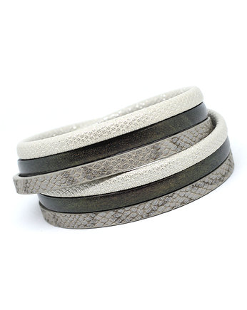 Bransoletka z rzemieni czarno-szara, Kociokwik Jewelry