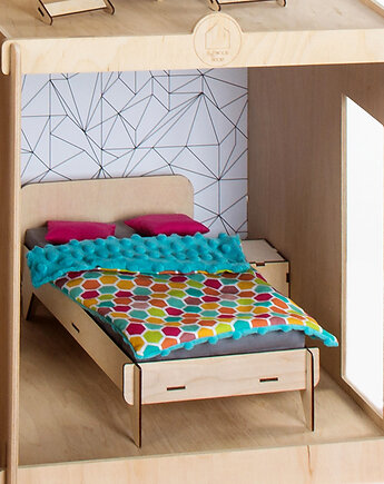 Mebelki dla lalek - zestaw SYPIALNIA - BASIC, skala 1:6- BARBIE, Playwood Factory