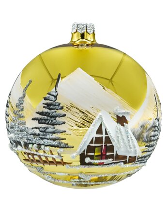 Bombka okrągła Zimowy Pejzaż: złota, Syn Bombkarza