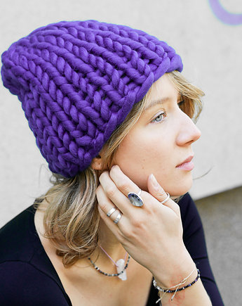 Czapka Beanie 100% organiczna wełna merino, PANAPUFA