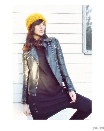 Czapka  beanie z wełną kolor żółty, Mademoiselle Patrini
