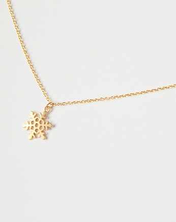 16k Gold Plated Matt Snowflake Necklace, Le Boho Bleu