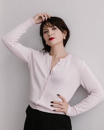 Klasyczny kardigan na guziczki, różowy, BIENKOVSKA