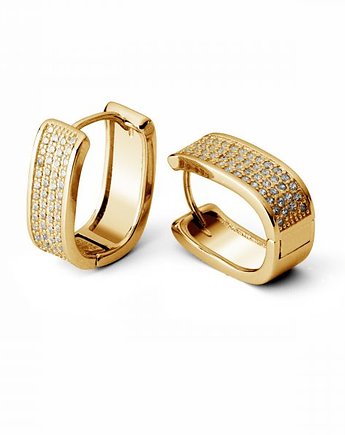 Kolczyki PROSTOKĄTY Z KAMIENIAMI-srebro złocone, ISSI Jewelry